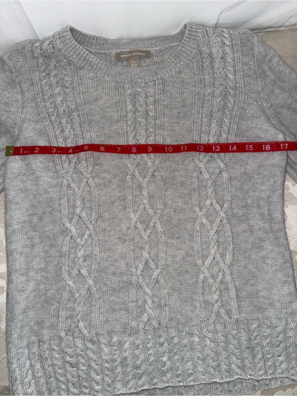 Banana Republic Merino Wool Alpaca Cable Knit Sweater Gray M - Picture 6 of 10